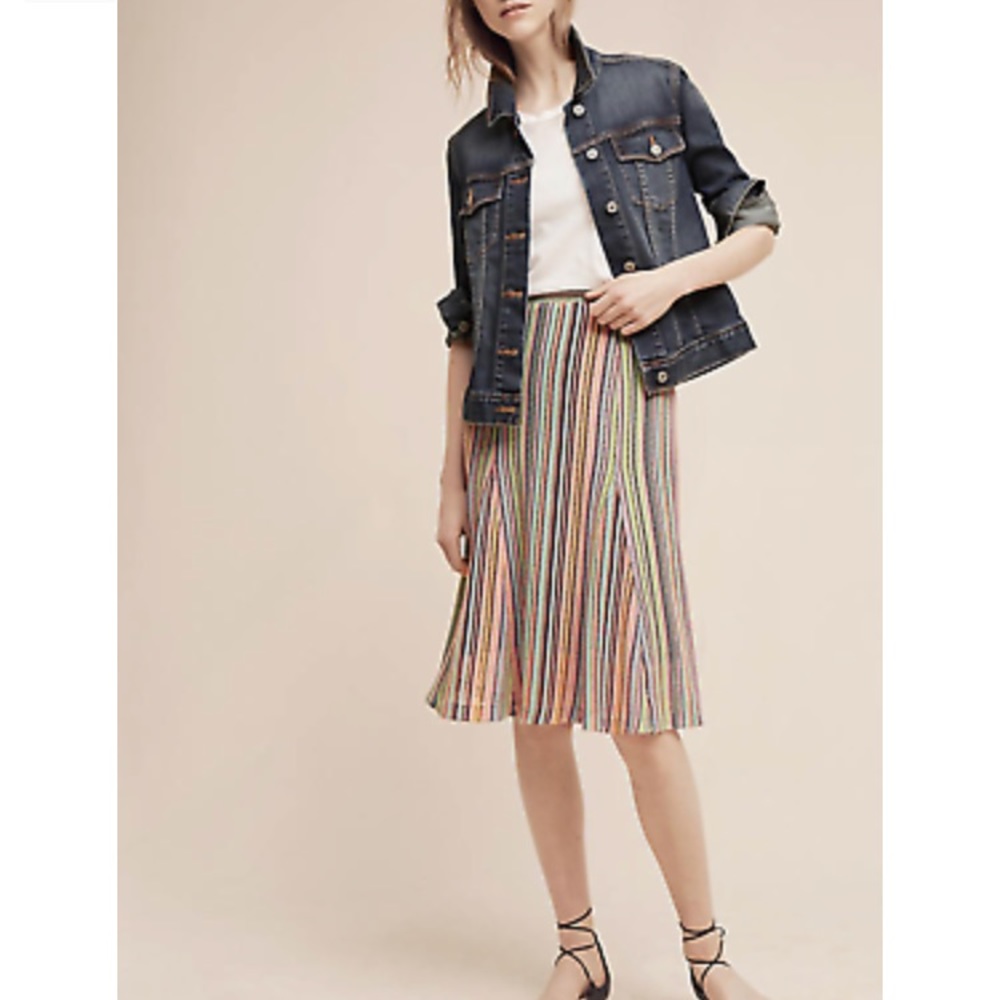 Anthro ✨Maeve Multi-Colored Knit Knee Length Skirt